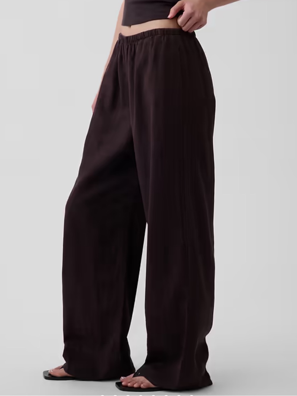 NWT Gap Linen-Blend Easy Wide-Leg Pants in Terra Brown Size Medium Dark Brown